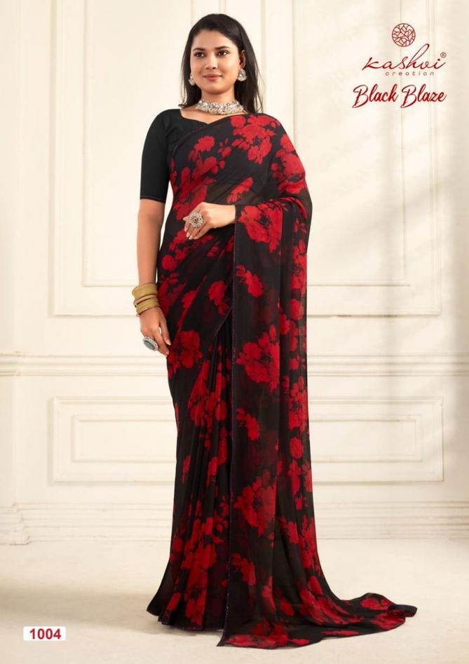 Black Blaze By Kashvi Daily Wear Georgette Sarees Wholesale Online